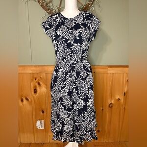 J. Crew Navy & White Pineapple Cotton Dress size 8